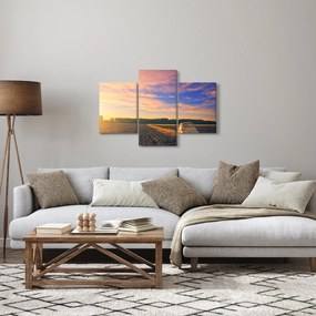 Obraz žltého auta v poli (90x60 cm)