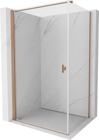 Mexen Mist-B, 1-krídlový výklopný sprchový kút 90 x 110 cm, číre sklo, medený matný profil, 8A2T-090-110-65-00
