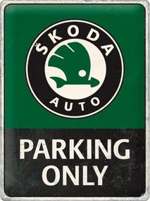 Plechová ceduľa Škoda Auto - Parking Only, (30 x 40 cm)