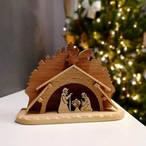 AMADEA Drevený betlehem, masívne drevo, 14,5x11x3 cm
