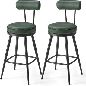 VASAGLE EKHO – Sada 2 barových stoličiek z umelej kože, otočné, LBC089 Farba: čierna