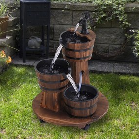 Outsunny Záhradná kaskádová fontána, 3 drevené vedrá