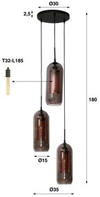 Luster 78-30 3L Smoke Glass  - Komfort-nábytok