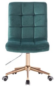 LuxuryForm DESIGN Stolička TOLEDO VELUR na zlatej podstave s kolieskami - zelená