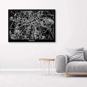 Obraz na plátně Varšava Mapa města - 120x80 cm