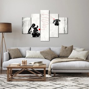 Obraz - Kresba telefónu na štýl Banksyho (150x105 cm)