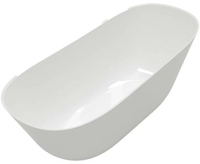 VILLEROY &amp; BOCH Theano Curved Edition voľne stojaca vaňa z materiálu Quaryl (bez spoja medzi panelom a vaňou), odtok v strede, 1700 x 750 x 643 mm, Stone White, UBQ170ANH7F200V-RW