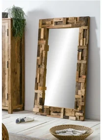 furniture-nabytek.cz - Masívne zrkadlo Kavali z recyklovaného starého dreva, neupravené, hnedé – 105×180 cm