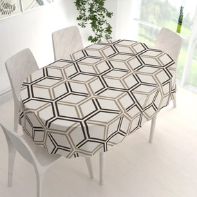 Biante Bavlnený oválny obrus Sandra SA-558 Hnedé hexagóny na krémovom 100x140 cm