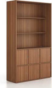 Kancelárska skriňa FRAME, 6x dvere, 2x polica, 1299 x 450 x 2162 mm, cylindrický zámok, orech