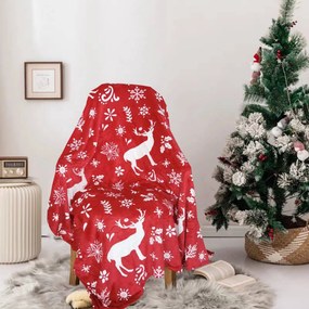 Vianočná deka Sobík červený 200x230cm TiaHome