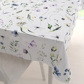 Biante Bavlnený obdĺžnikový obrus Sandra SA-391 Lúčne kvietky s motýlikmi 60x100 cm