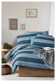 Modré 4-dielne predĺžené obliečky na dvojlôžko s plachtou 200x220 cm Stripes – Mila Home
