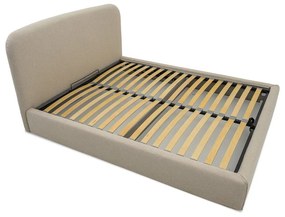 Béžová čalúnená dvojlôžková posteľ s úložným priestorom s roštom 140x190 cm Sea – Scandic
