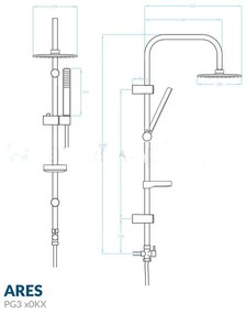 Kuchinox ARES, Sprchový set, čierna, PG3 70KX