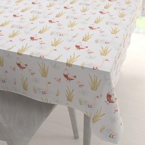 Biante Detský bavlnený obdĺžnikový obrus Sandra SA-752 Sliepočky a húsky na bielom 140x160 cm