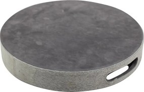 Sada 3ks servírovacie podnosy s hovädzou kožou šedá - Ø 46 * 5cm / Ø 40 * 5cm / Ø33 * 5cm
