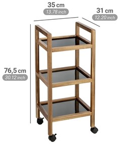 Čierny/v prírodnej farbe kúpeľňový regál z masívu akácie 35x76,5 cm Fondi – Wenko