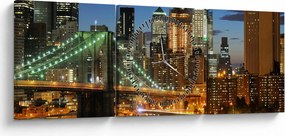 Obraz - Most s New Yorkom (s hodinami) (90x30 cm)