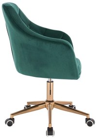 LuxuryForm DESIGN Kreslo ANDORA VELUR na zlatej podstave s kolieskami - zelené