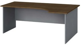 Ergonomický kancelársky pracovný stôl PRIMO FLEXI 180x120 cm, sivá / orech, pravý