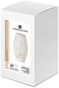 Biela bambusová stolová lampa s bambusovým tienidlom (výška 36 cm) – Casa Selección