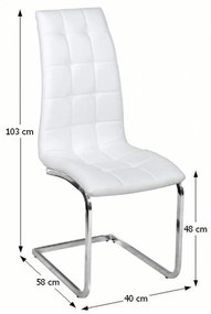 Tempo Kondela Jedálenská stolička, biela ekokoža, chróm, DULCIA