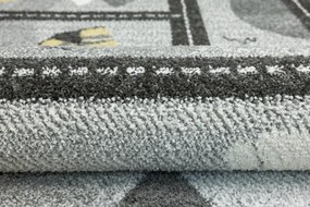 Detský koberec Lima F498A uličky / plyšové medvede, svetlosivý / krémový