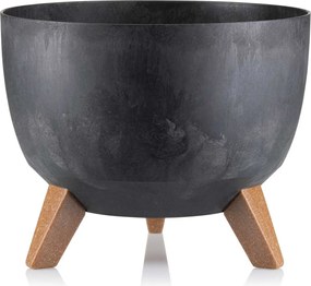 PLASTOVÝ KVETINÁČ ROSA LINEA SADA 2KS 15X24,3 CM+18,3X29,2 CM IMITÁCIA BETÓNU ČIERNA