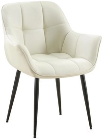 Stolička s podrúčkami Roseville - látka, nohy čierny kov - Krémová