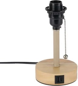 BRILAGI - Stolová lampa s USB portom TABLON 1xE27/25W/230V dub/béžová/krémová