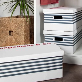 Súprava 3 úložných škatúľ Compactor Marinieres