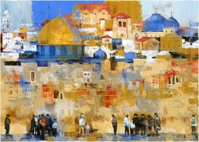 Sklenený obraz - Múr nárekov, Jeruzalem, Izrael (70x50 cm)