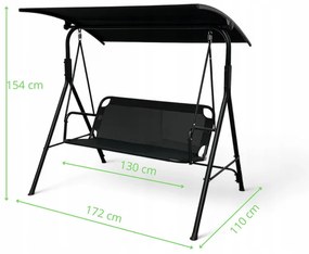 Záhradná hojdačka pre 3 osoby 4006D – tmavosivá