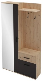 Predsieň Cless (dub artisan + čierna) (so zrkadlom). Vlastná spoľahlivá doprava až k Vám domov. 1104707