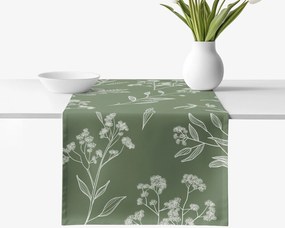 Goldea behúň na stôl 100% bavlnené plátno - bylinkové lístky 50x160 cm