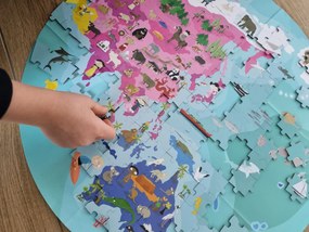 Detské obojstranné puzzle v kufríku - Zemeguľa - 208 ks