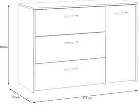 Komoda s zásuvkami URO dub artisan/ biela