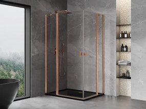 Mexen, Mexen Mist Duo sklápací sprchový kút 105 x 80 cm, transparentný, brúsená meď - 8A4-105-080-65-00