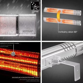 InternetovaZahrada Sálavý ohrievač 3000 W - strieborný