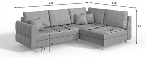 Sivá rohová pohovka (pravý roh) Ariella - Ropez