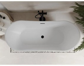 Mexen Celia, voľne stojaca vaňa 170 x 75 cm, biela, čierny matný prepad, 52331707500-70