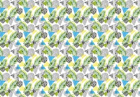 Fototapeta - Trojuholníky a listy (254x184 cm)