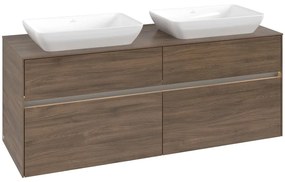 VILLEROY &amp; BOCH Collaro závesná skrinka pod dve umývadlá na dosku, 4 zásuvky, s LED osvetlením, 1400 x 500 x 548 mm, Arizona Oak, C119B0VH