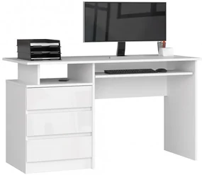 Kancelársky stôl CLP 135 cm biely / biely lesk