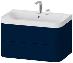 DURAVIT Happy D.2 Plus c-shaped závesná skrinka s nábytkovým umývadlom s dvomi otvormi, 2 zásuvky, 775 x 490 x 480 mm, nočná modrá matná lakovaná, HP4347E9898