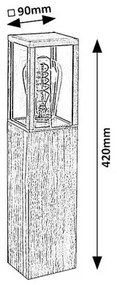 Rabalux 7196 vonkajší nízky stĺpik lampáš s drevenými prvkami Wales