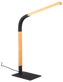 LED stmievateľná stolová lampa v čiernej a prírodnej farbe s dreveným tienidlom (výška 73,5 cm) Norris – Trio