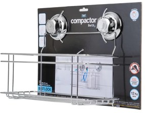 Samodržiaca kovová kúpeľňová polička v striebornej farbe Bestlock Bath – Compactor