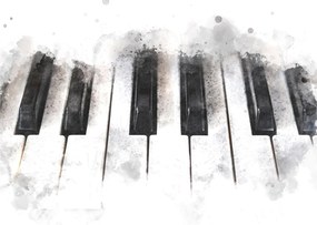Sklenený obraz - Piano, aquarel (70x50 cm)
